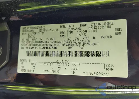 2018 Ford F-150 Xl z USA, uszkodzony, nr VIN 1FTMF1CB9JFB37746